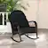 Angle. Costway - Patio Wicker Rocking Chair with Seat Back Cushions & Lumbar Pillow Porch - Black + Mix Brown.