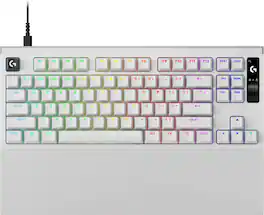 Logitech - G PRO X2 RAPID (Tenkeyless) Wired Gaming Keyboard with Magnetic Analog Switches and OLED Display - White