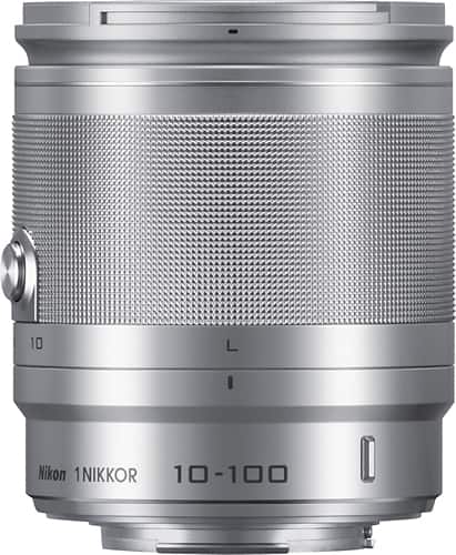 Front. Nikon - 1 NIKKOR 10-100mm f/4.0-5.6 VR Standard Zoom Lens for Most Nikon 1 Cameras - Silver.