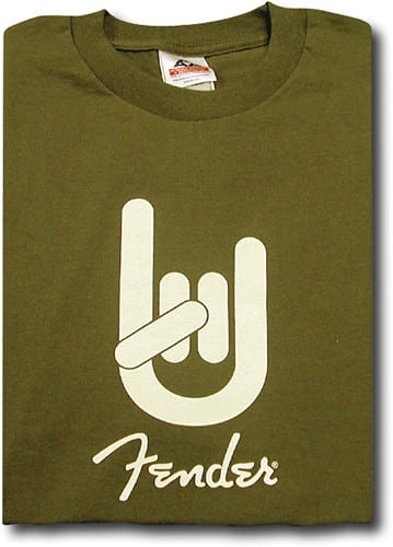 Front Standard. Fender® - Rock On T-Shirt (Medium) - Army Green.