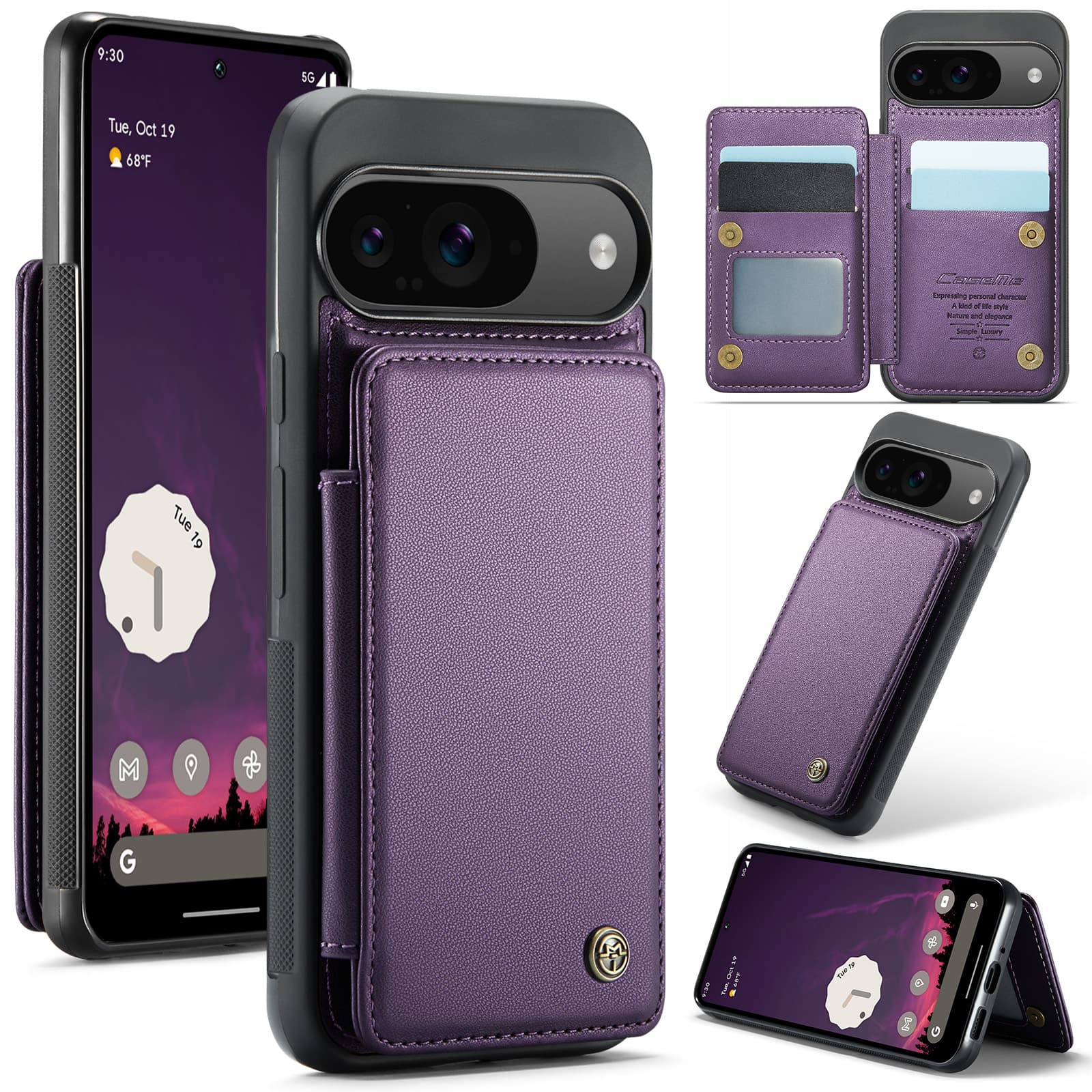 UUCOVER - Wallet Case for Google Pixel 9/9 Pro with Magnetic RFID Card Holder Slots, Shockproof PU Leather Flip Kickstand Cover - Purple price history on PriceWatchPro