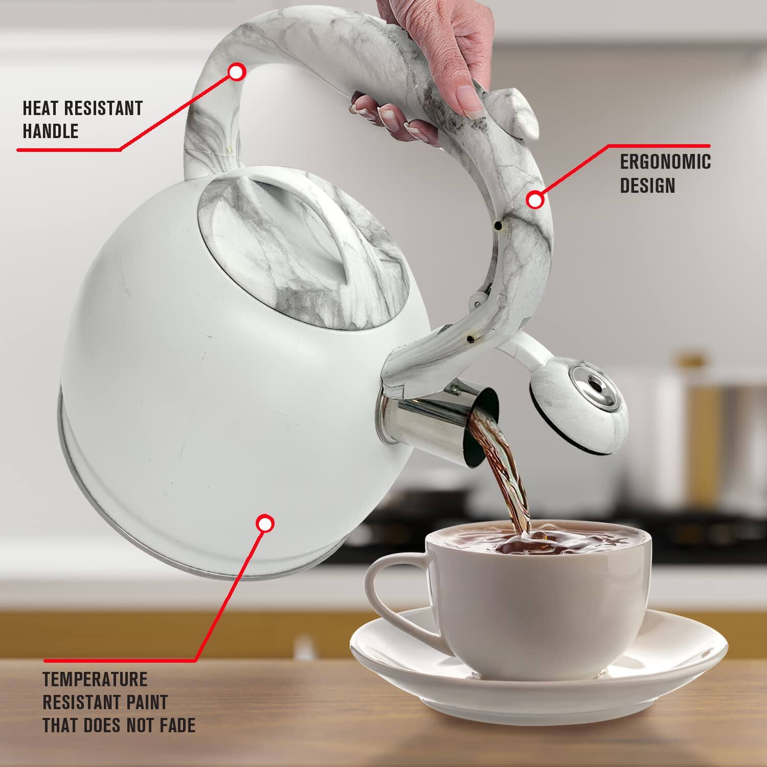 HEAT RESISTANT HANDLE  
ERGONOMIC DESIGN  
TEMPERATURE RESISTANT PAINT THAT DOES NOT FADE