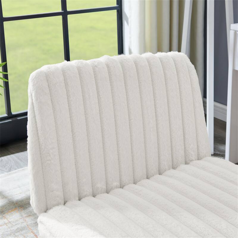 Alt View 7. HTUTWOO - Adjustable Swivel Criss Cross Chair - Wide Seat Office Vanity Chair, 360° Swivel, Height Adjustable, Tilting Function - Cream White.