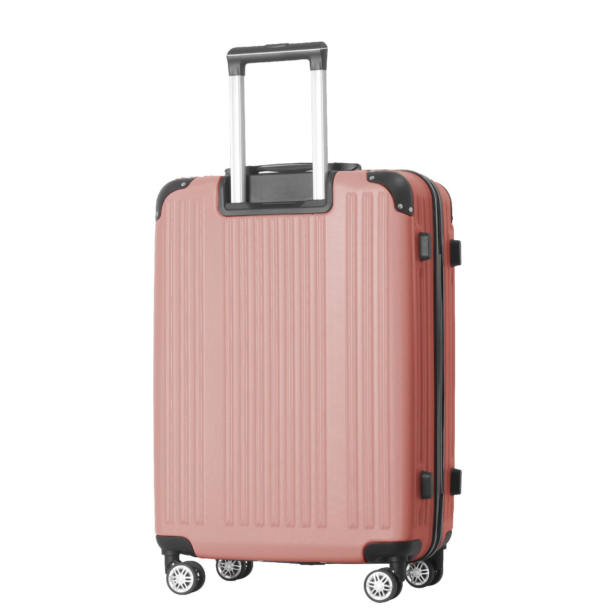 Alt View 5. Bestier - 3-Piece ABS Hardshell Luggage Set (20”/24”/26”) with Spinner Wheels, TSA Lock & Telescopic Handle - Dusty Rose Pink.