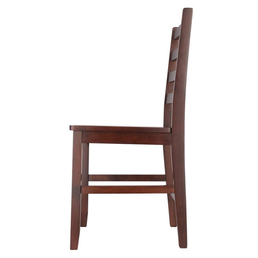 Back. FurniFact - 2-Pc Solid Wood Ladder Back Chairs - Walnut.
