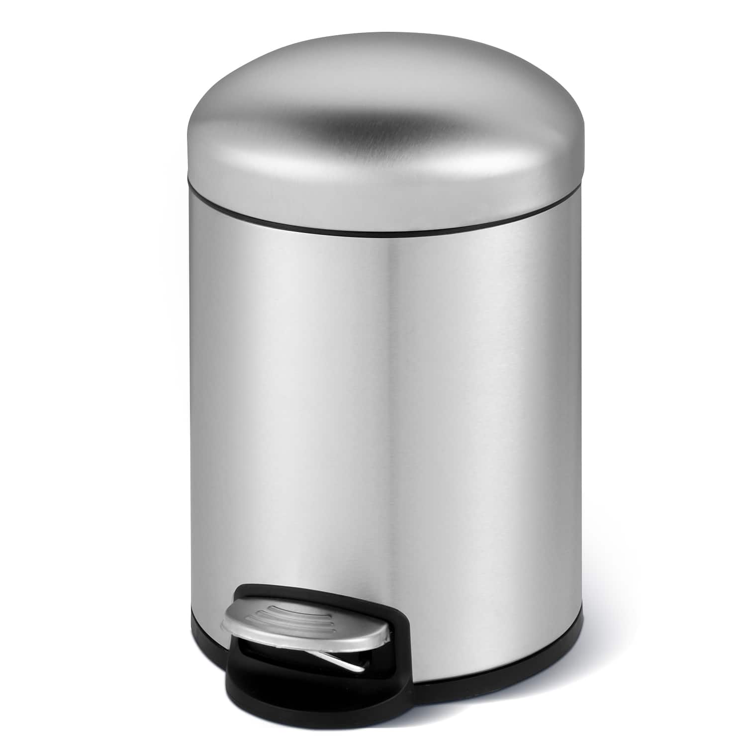 Front. Innovaze - 1.32 Gal./5 Liter Stainless Steel Round Step-on Trash Can for Bathroom and Office - Silver.