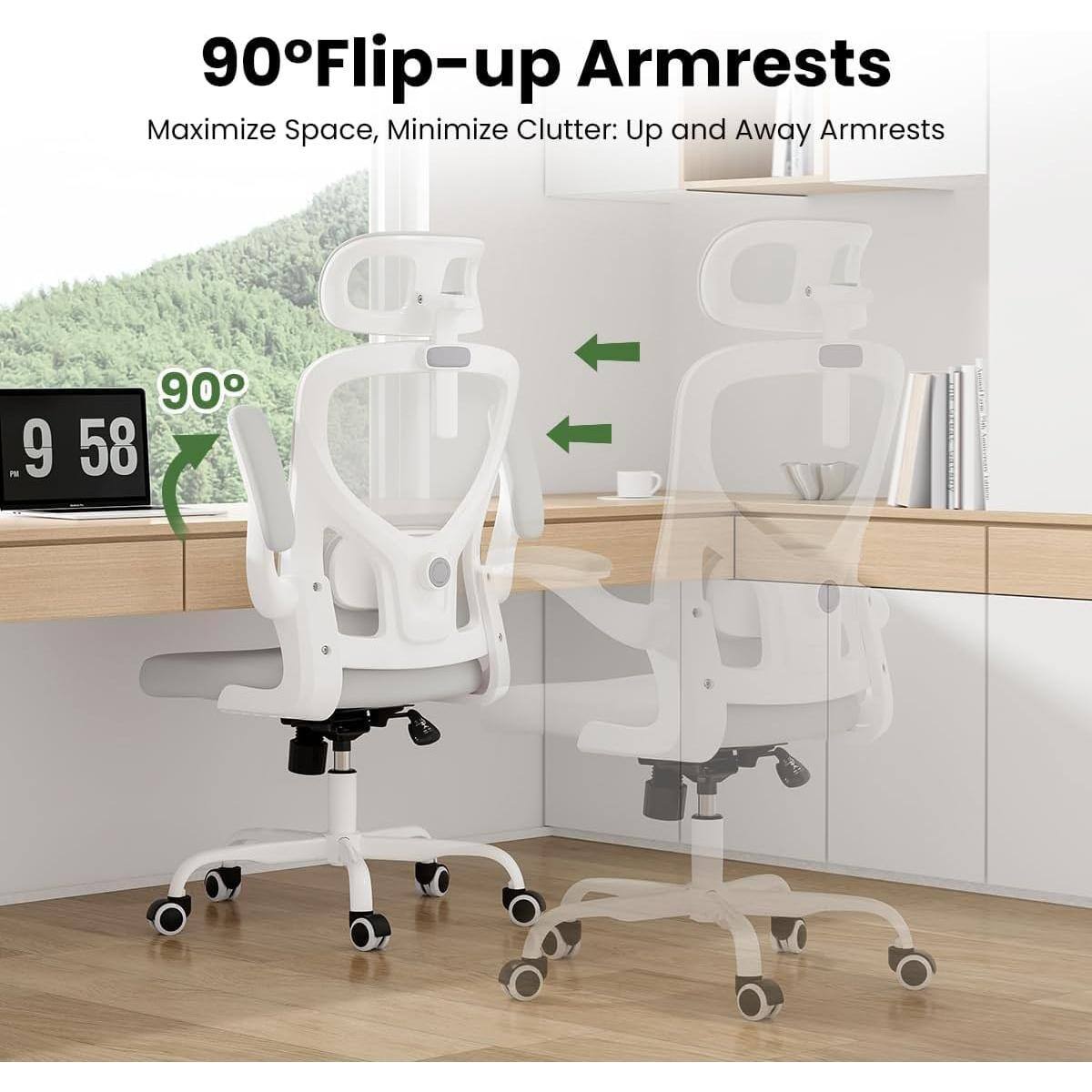 90° Flip-up Armrests  
Maximize Space, Minimize Clutter: Up and Away Armrests