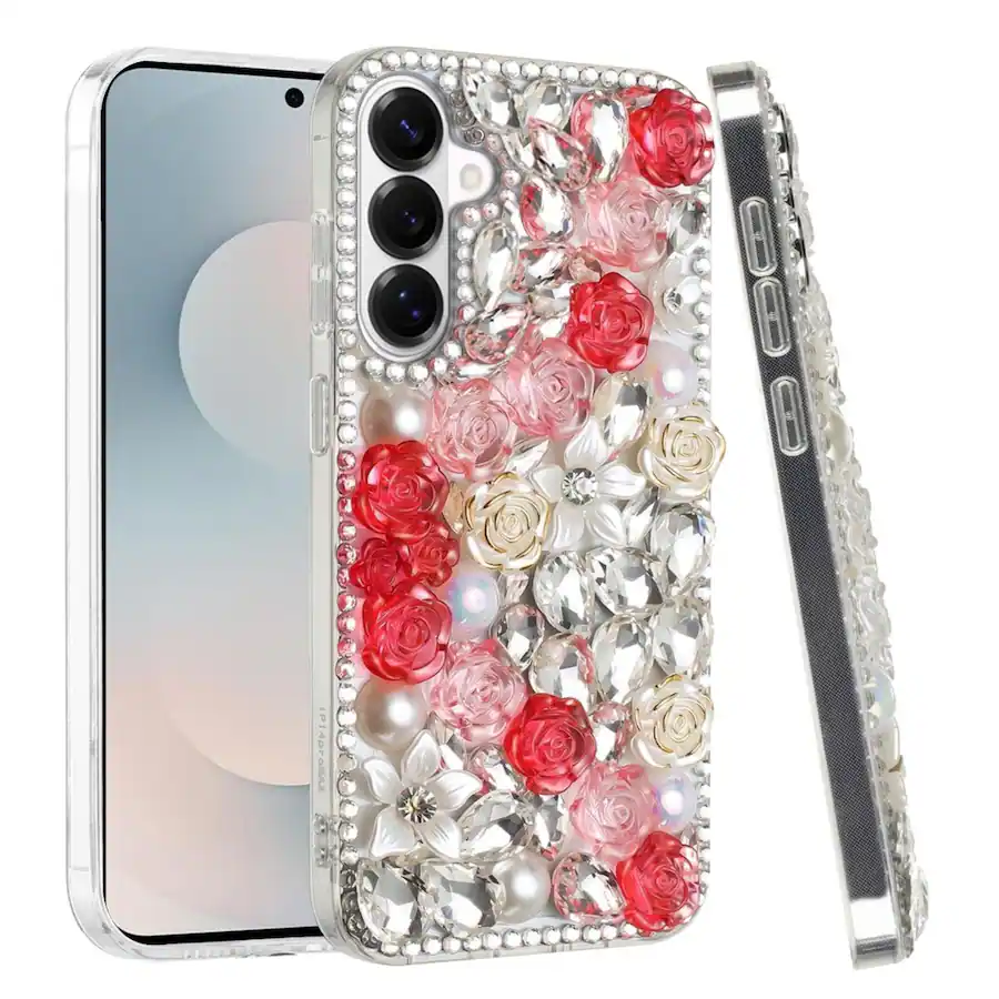 Galaxy Rhinestones Kitcheniva Full Rhinestone 3D Rose Bling Design Phone Case With ...