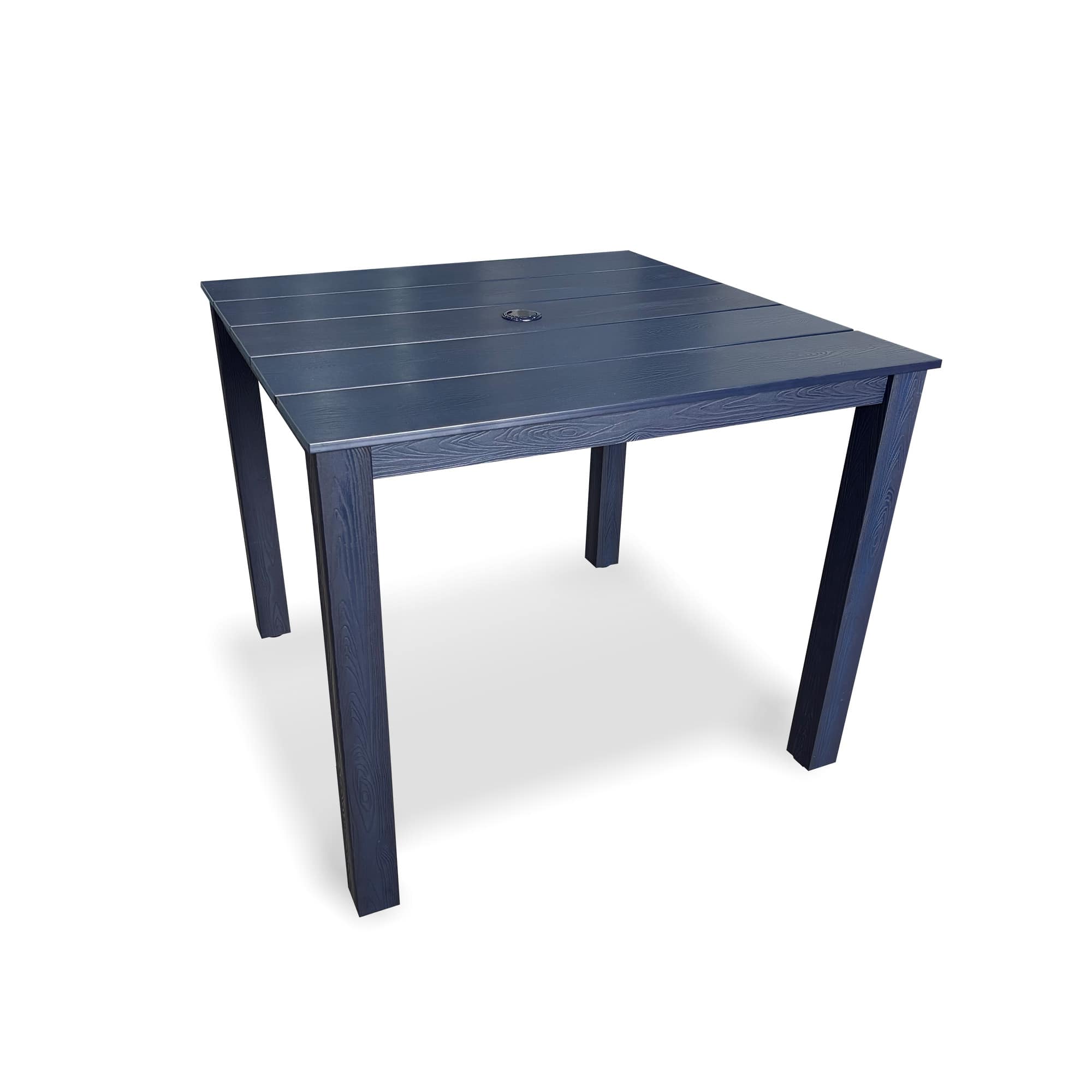 Front. Fortune Candy - 36.2-Inches Poly Lumber Outdoor Dining Table, HIPS Patio Dining Table with Umbrella Hole, Weather Resistant ( Navy Blue) - Navy Blue.
