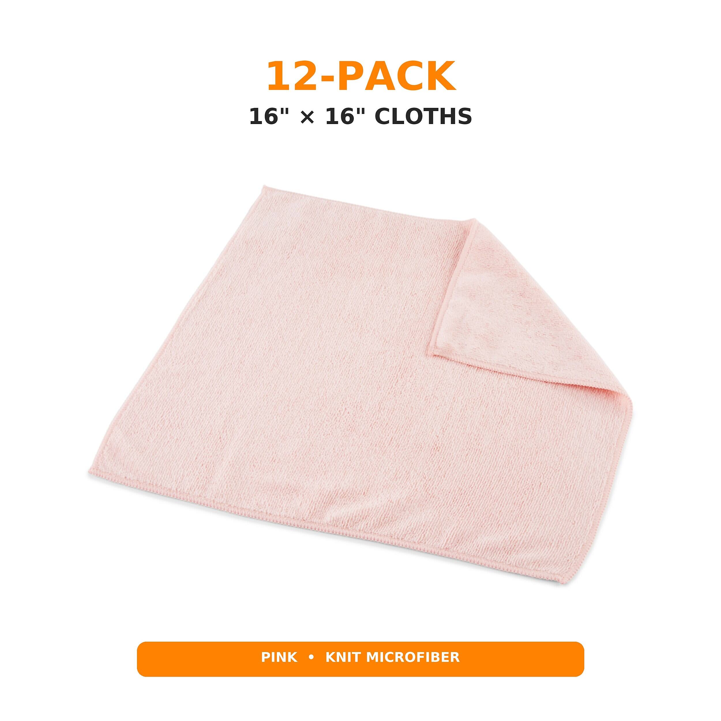 12-PACK  
16" x 16" CLOTHS  
PINK  
KNIT MICROFIBER