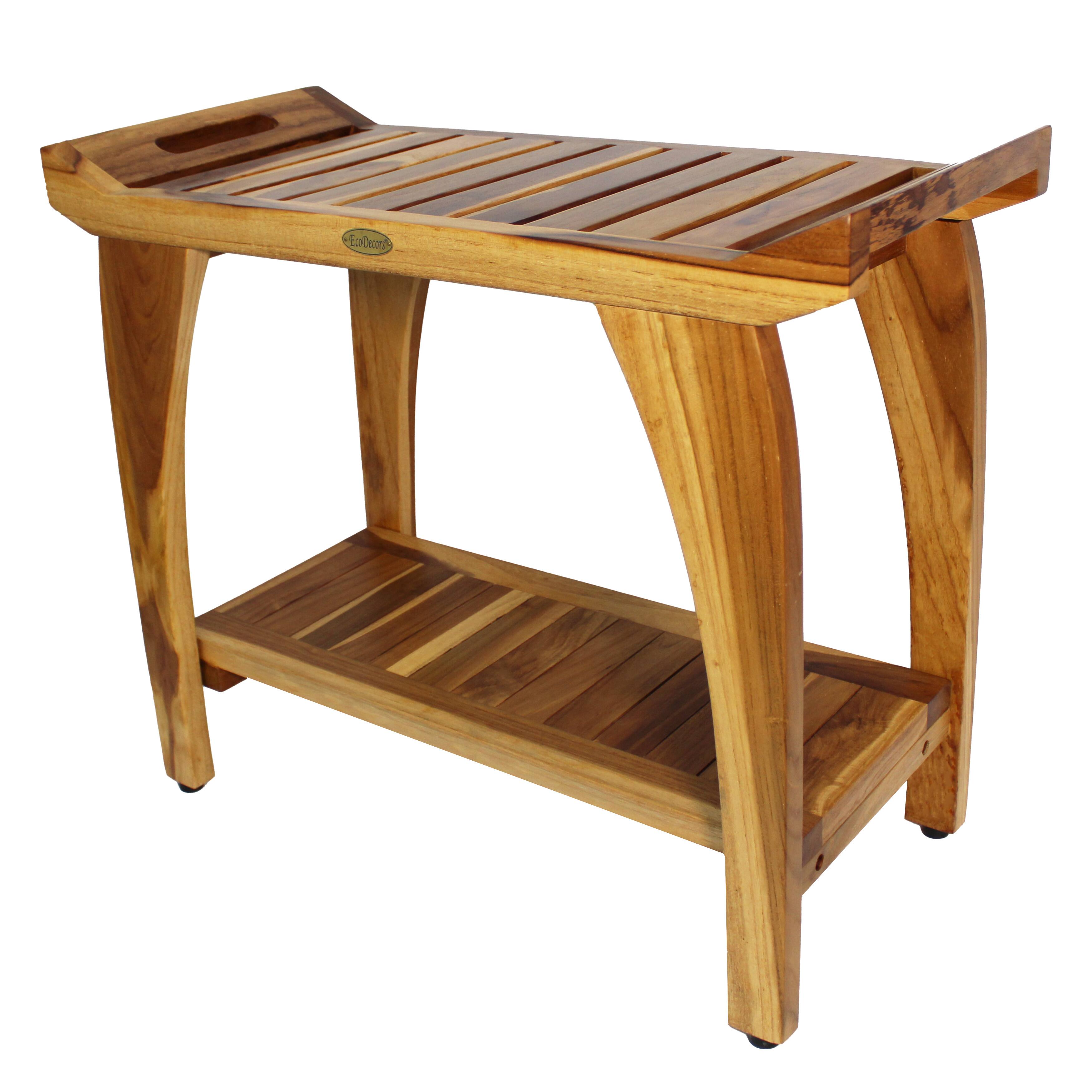 Left. EcoDecors - EcoDecors Tranquility 30" Shower Bench- Extended Height- 24" - Earthy Teak - EarthyTeak.