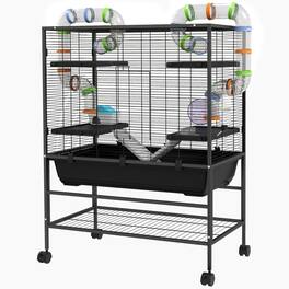 Pawhut - Animal Cage for Syrian Hamster, Gerbil Cage with Tubing System, Running Wheel