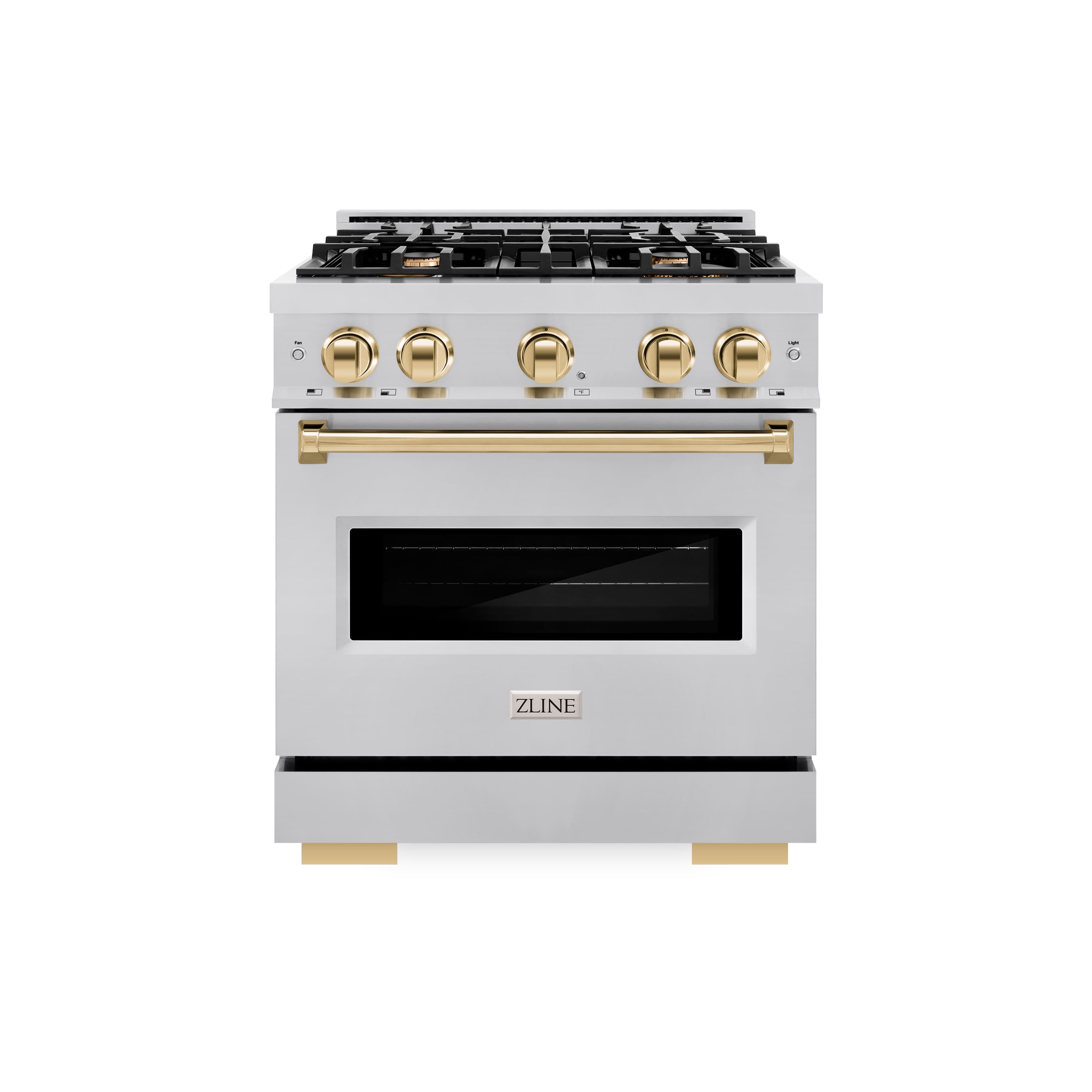 ZLINE - Autograph 30" Classic Dual Fuel Range w/ 4 Burners & Polished Gold Accents (CDRZ-30-G) - Stainless Steel - Front_Zoom