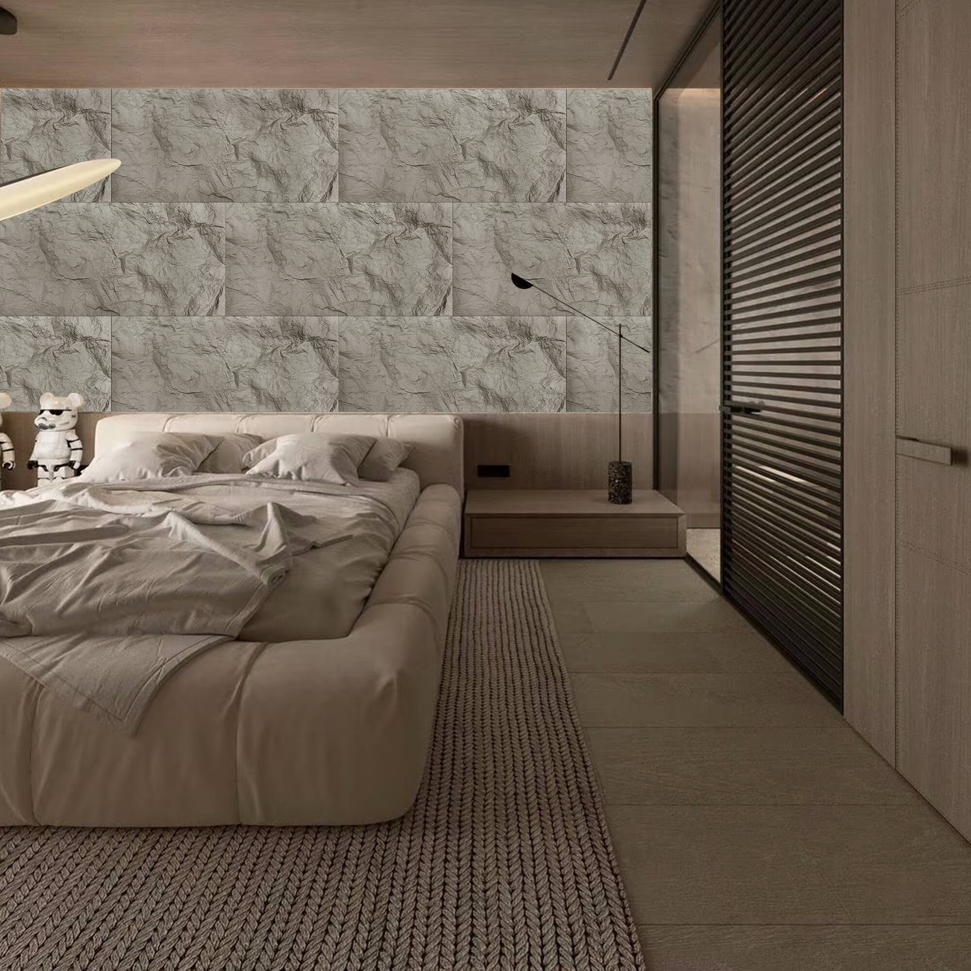 Alt View 3. Boyel Living - 6-Pack 23.62-in x 47.24-in Natural 3D Faux Stone Polyurethane Wall Panel - Natural.