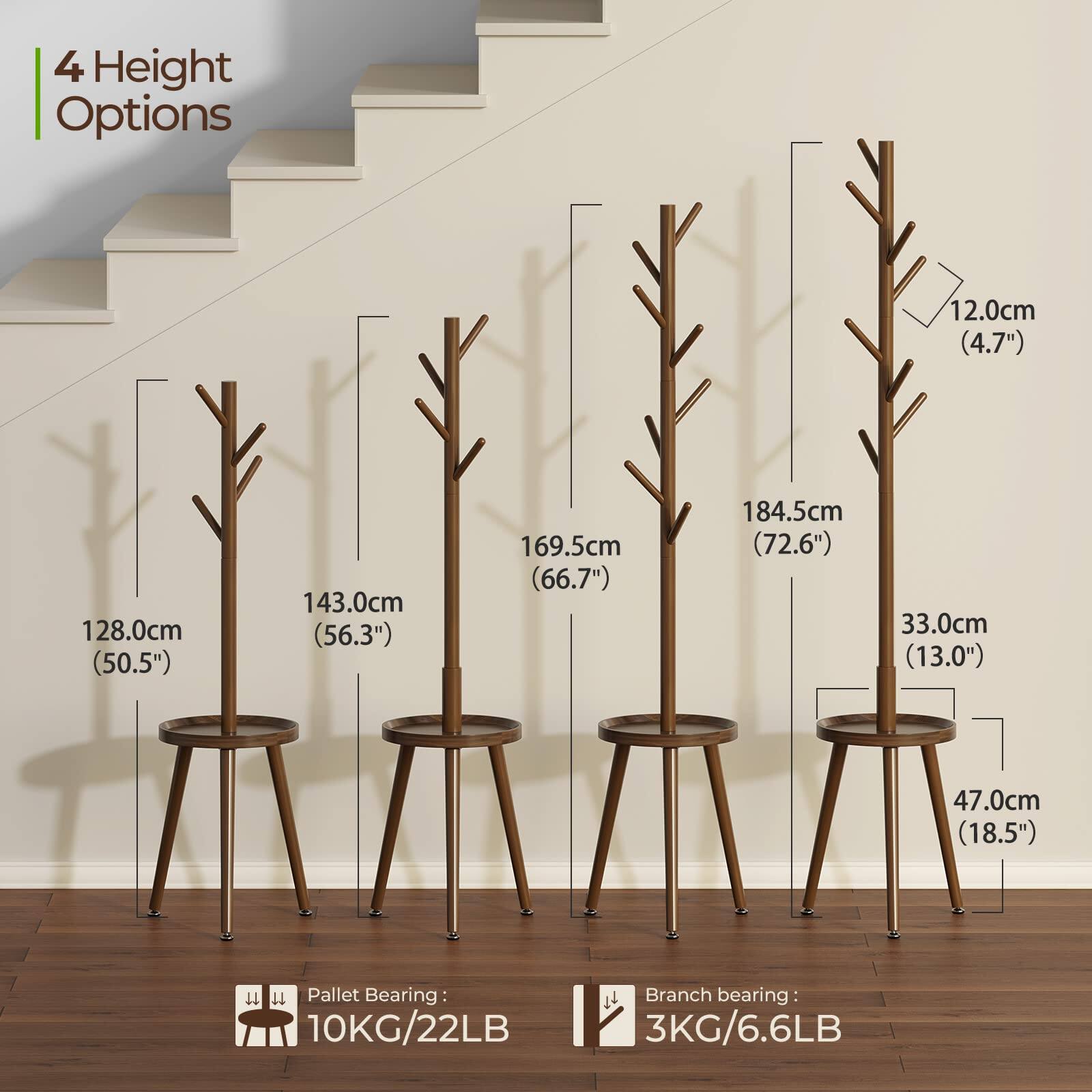4 Height Options

- 128.0cm (50.5")
- 143.0cm (56.3")
- 169.5cm (66.7")
- 184.5cm (72.6")

Pallet Bearing: 10KG/22LB

Branch bearing: 3KG/6.6LB

Additional Dimensions:
- 12.0cm (4.7")
- 33.0cm (13.0")
- 47.0cm (18.5")