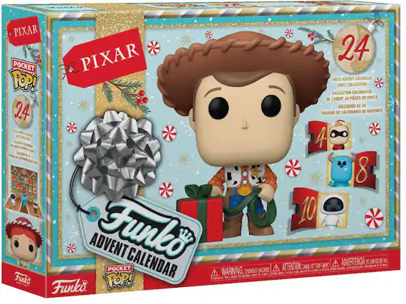 PIXAR PIXAR 24 POCKET PIECE ADVENT CALENDAR POP! COLLECTION VINYL COLLECTION CALENDRIER DE L'AVENT 24 PIÈCES EN VINYLE COLECCIÓN DE 24 PIECES DE CALEMDARIO DE ADVIENTO FIGURAS N E E OM 4 STEN L a X a 3 8 10 ADVENT Funko CALENDAR w ADVERTENCIA: PECRO DE ASF 14 ATTENTION: DANGER CHOKING HAZARD WARNING: CHOKING HAZARD.