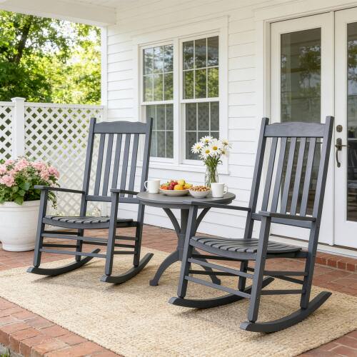 Alt View 8. Winado - 1PC 46in Classic Wooden Rocking Chair Oversized Porch with Armrest Durable Rocker for Indoor Outdoor Garden Patio - Gray.