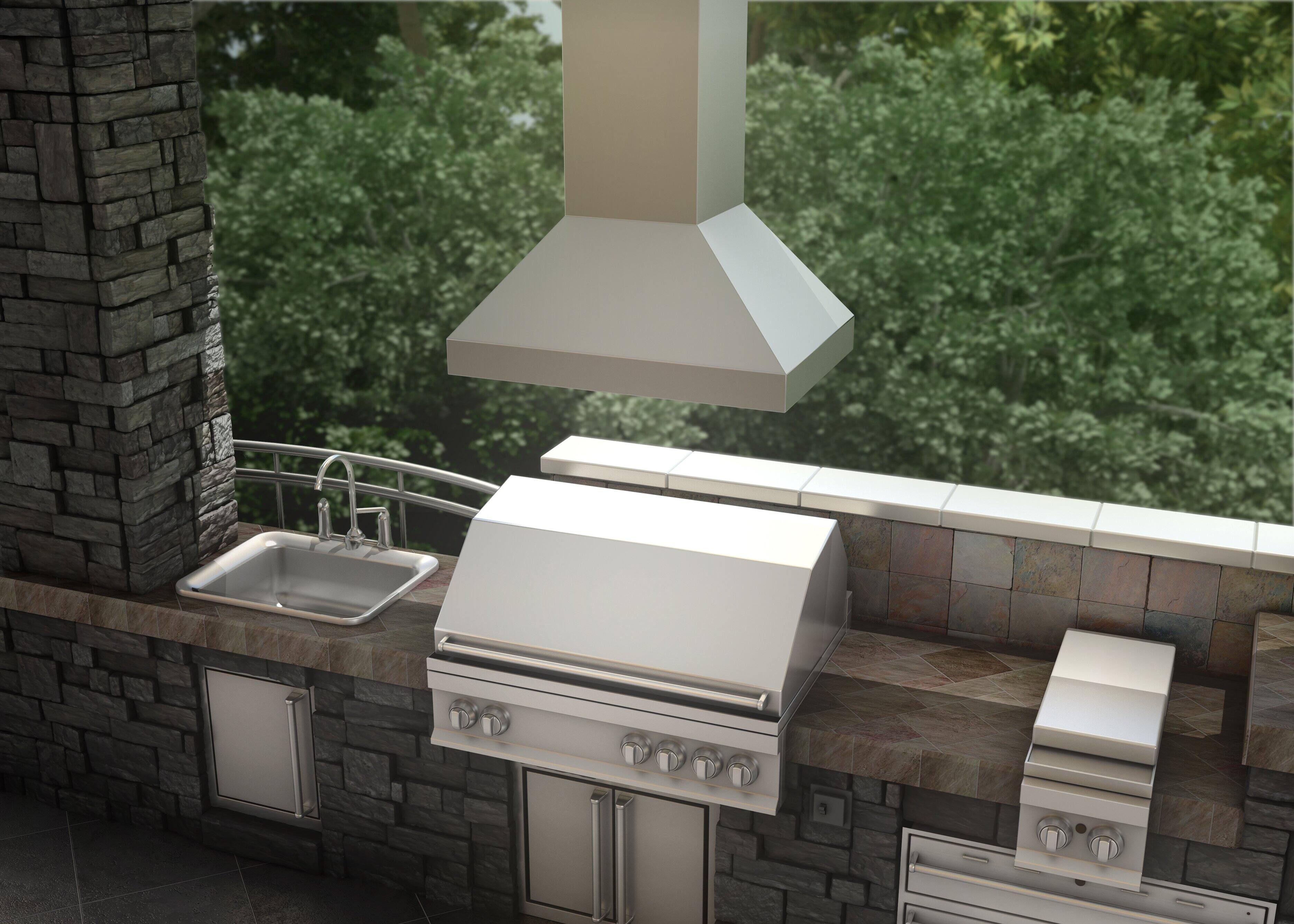 Back. ZLINE - 36 in. Outdoor Island Mount Range Hood (597i-304-36) - Silver.