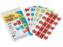 Redi-Tag - Sign Here Flags, Assorted Colors, 1.69" Wide, 100/Pack - Blue, Green, Orange, Red, Yellow