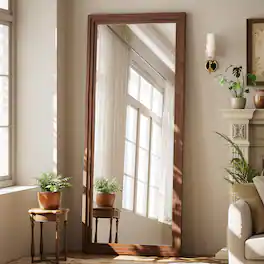 Easly - Antique Brown 30 in. W x 71 in. H Rectangle Wood Framed Full Length Floor Mirror - Walnut