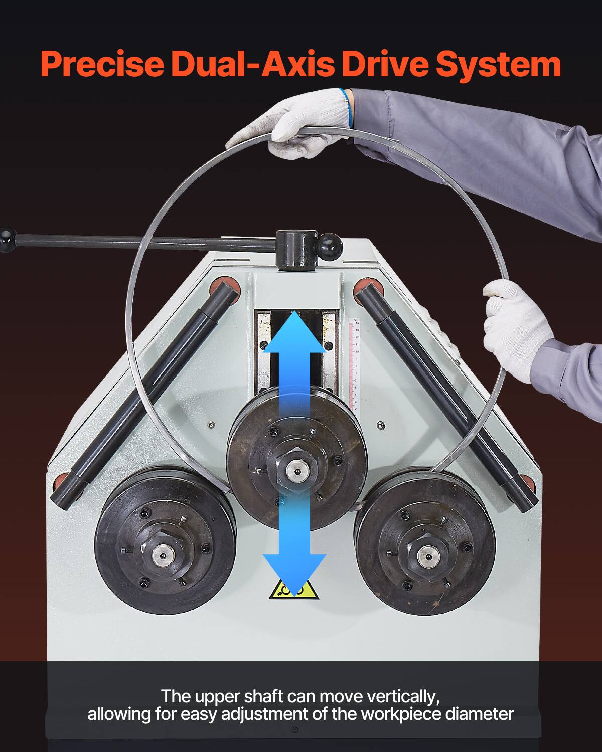 Precise Dual-Axis Drive System

The upper shaft can move vertically, allowing for easy adjustment of the workpiece diameter