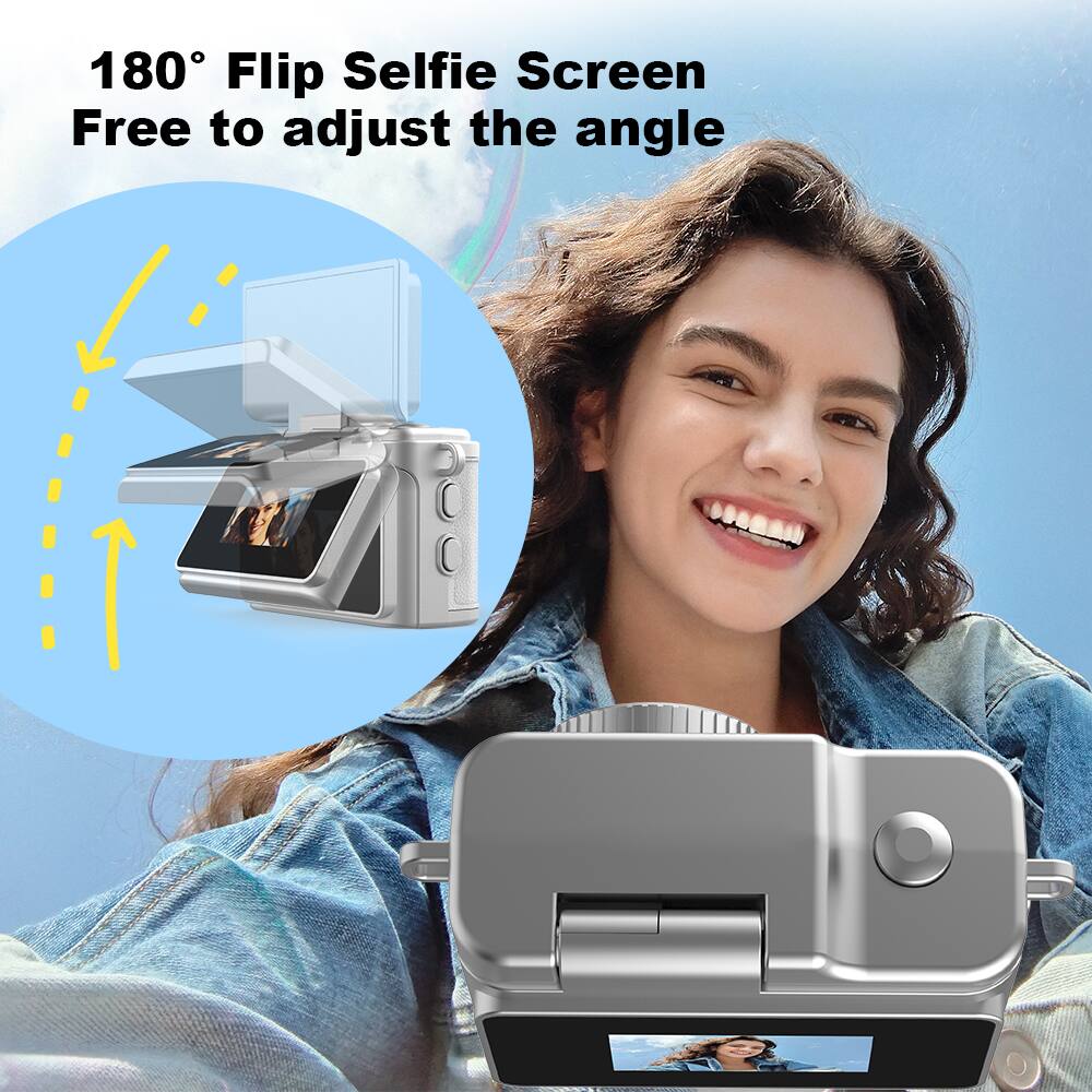 180° Flip Selfie Screen  
Free to adjust the angle