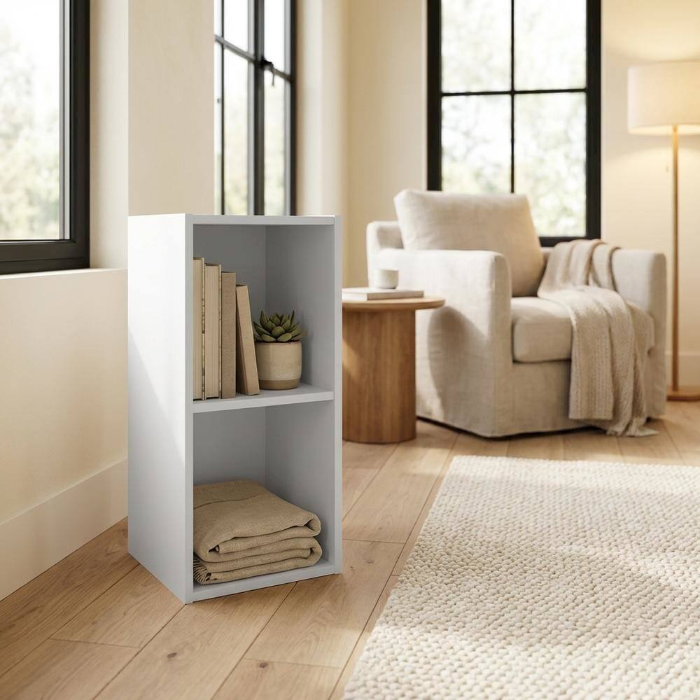 Left. FurniFact - Wooden White Bookcase with Compact Size and Sturdy Construction - White.
