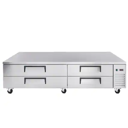 Front. BEARSOLIM - 19.1 Cu Ft R290 Ventilated Cooling 84 " Refrigerated Chef Base 4 Drawer Undercounter Refrigerator - sliver.