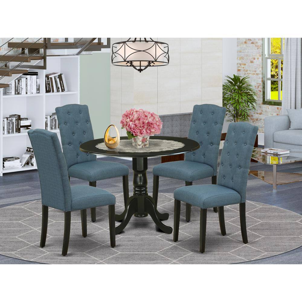 Left. East West Furniture - Dining Room Set Black - Brown.