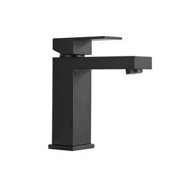 Single Hole Single Handle Low Arc Waterfall Bathroom Faucet Matte Black with Supply Lines Modern Durable Easy Install
