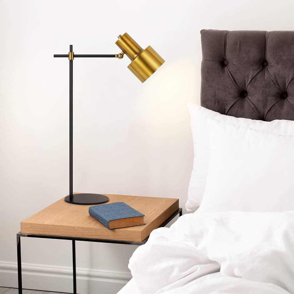 Alt View 3. Oumilen - 24.6in Modern Metal Table Lamp – Black & Gold Adjustable Desk Lamp with Rotatable Head, E26.