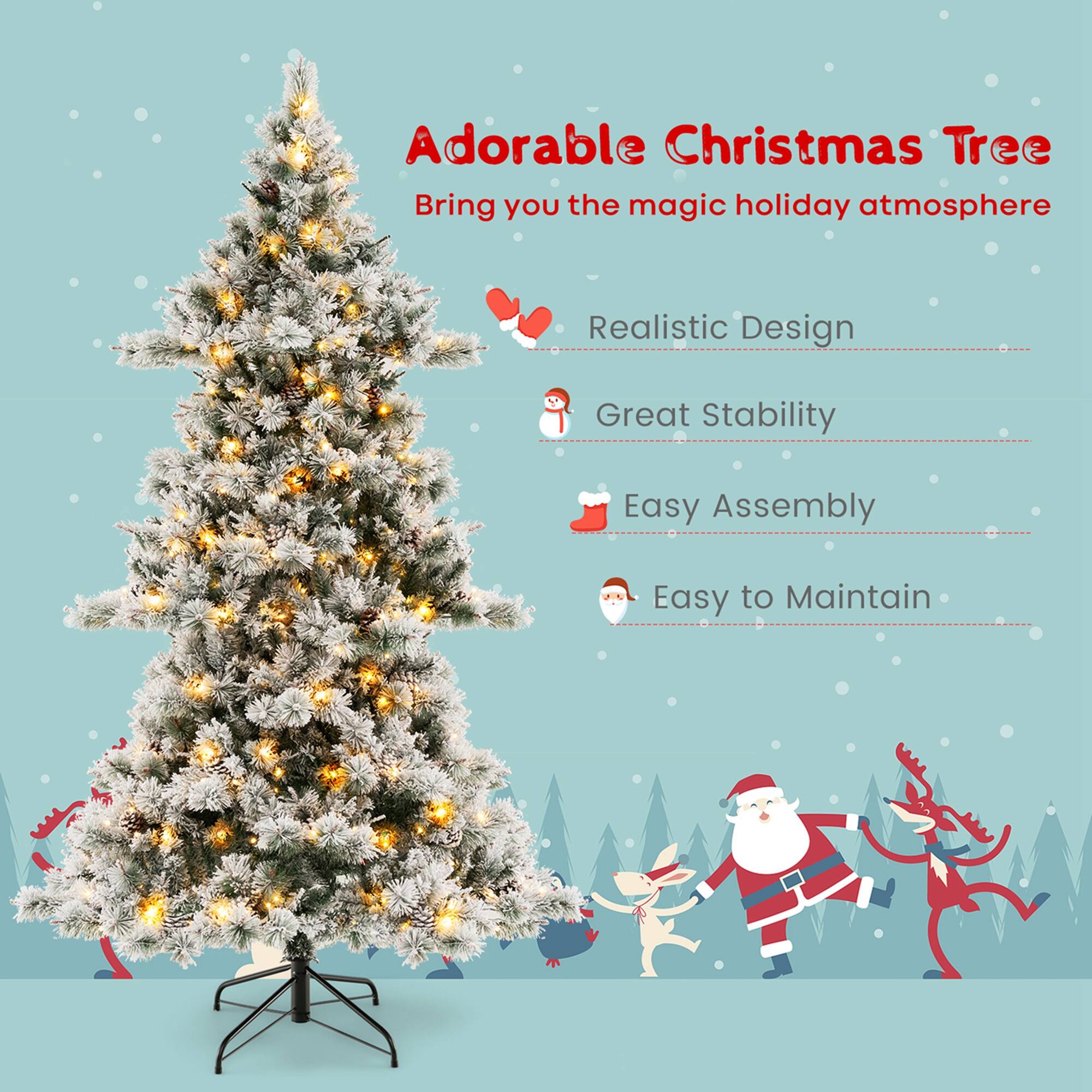 Adorable Christmas Tree brings you the magic holiday atmosphere with its realistic design, great stability, and easy assembly. It is also easy to maintain, making it a perfect choice for your holiday decorations.
