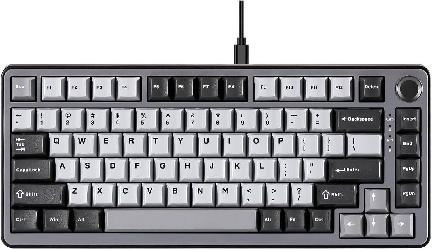 Wikistore - RT75 Rapid Trigger Wired Keyboard,Hall Effect Magnetic Switch, 75% TKL Layout PBT Keycaps (Gateron Silky Pro Switch) - Black