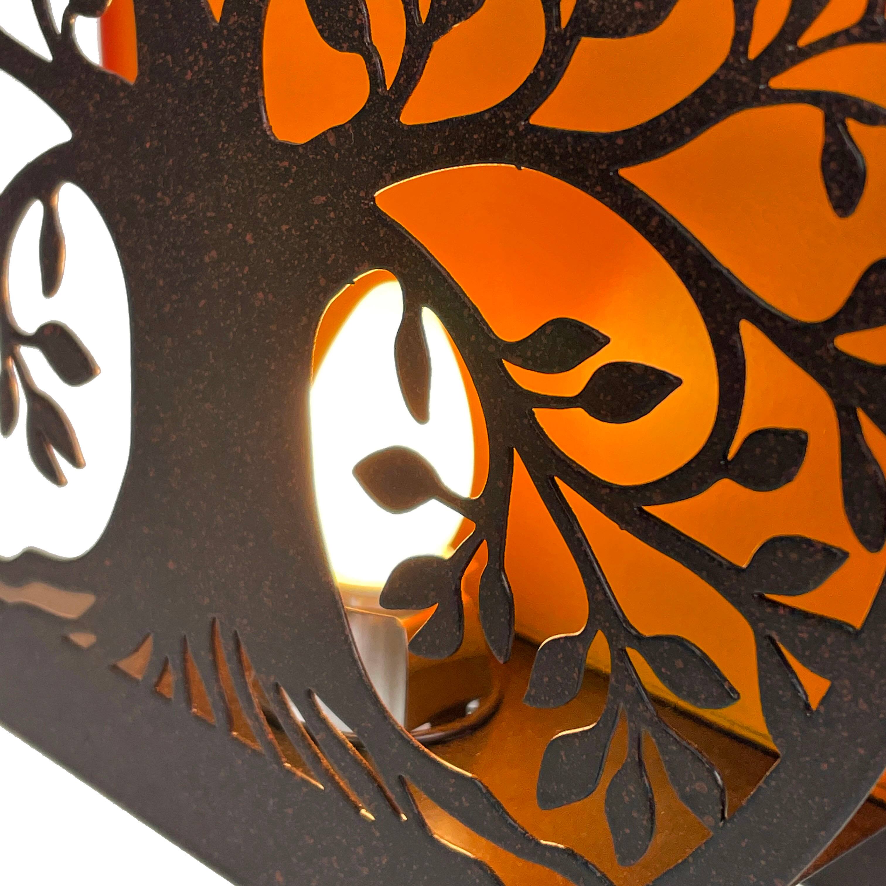 Alt View 8. Zeckos - Tree of Life Metal Accent Light - 8" Plug-In Table Lamp - Orange.