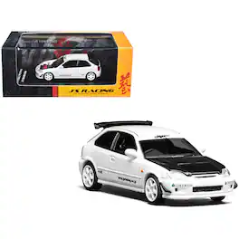 Honda Civic Type R (EK9) RHD (Right Hand Drive) "J's Racing" White 1/64 Diecast Model Car by MotorHelix
