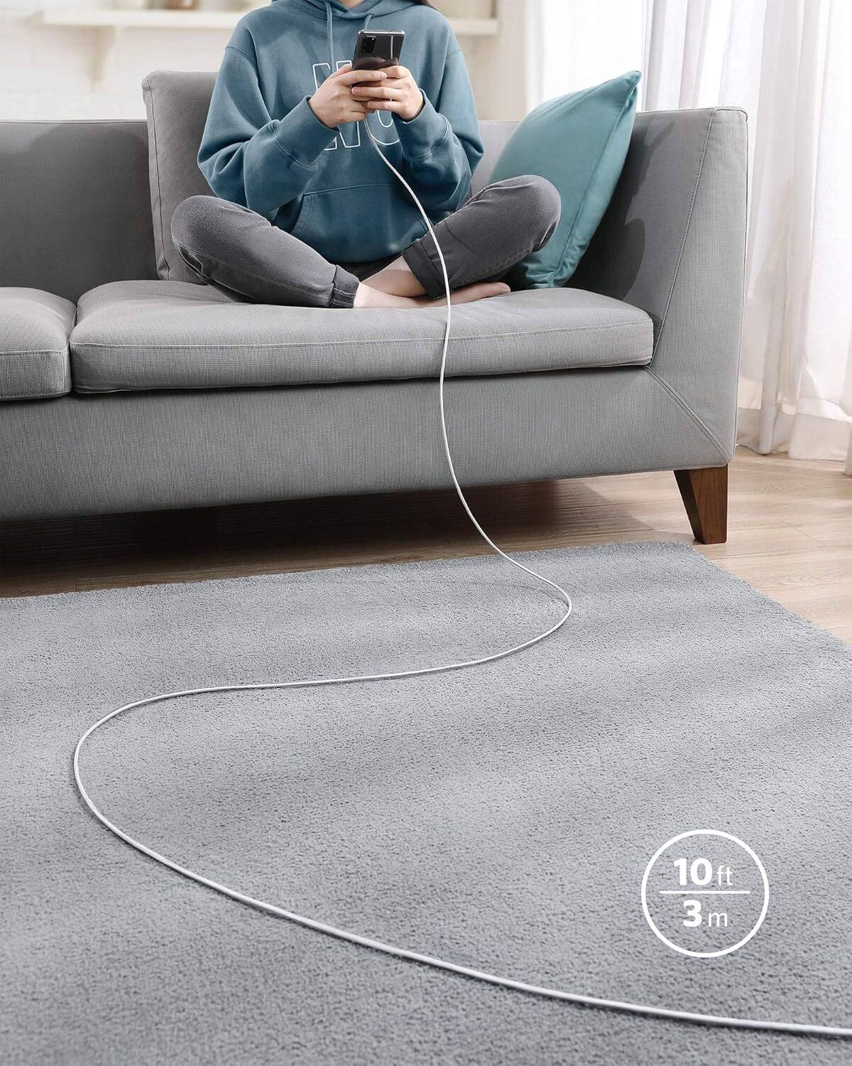 Alt View 2. Anker - Anker USB C to USB C Cable, Type-C Charging Cord Fast Charge(10FT,100W) - Silver.