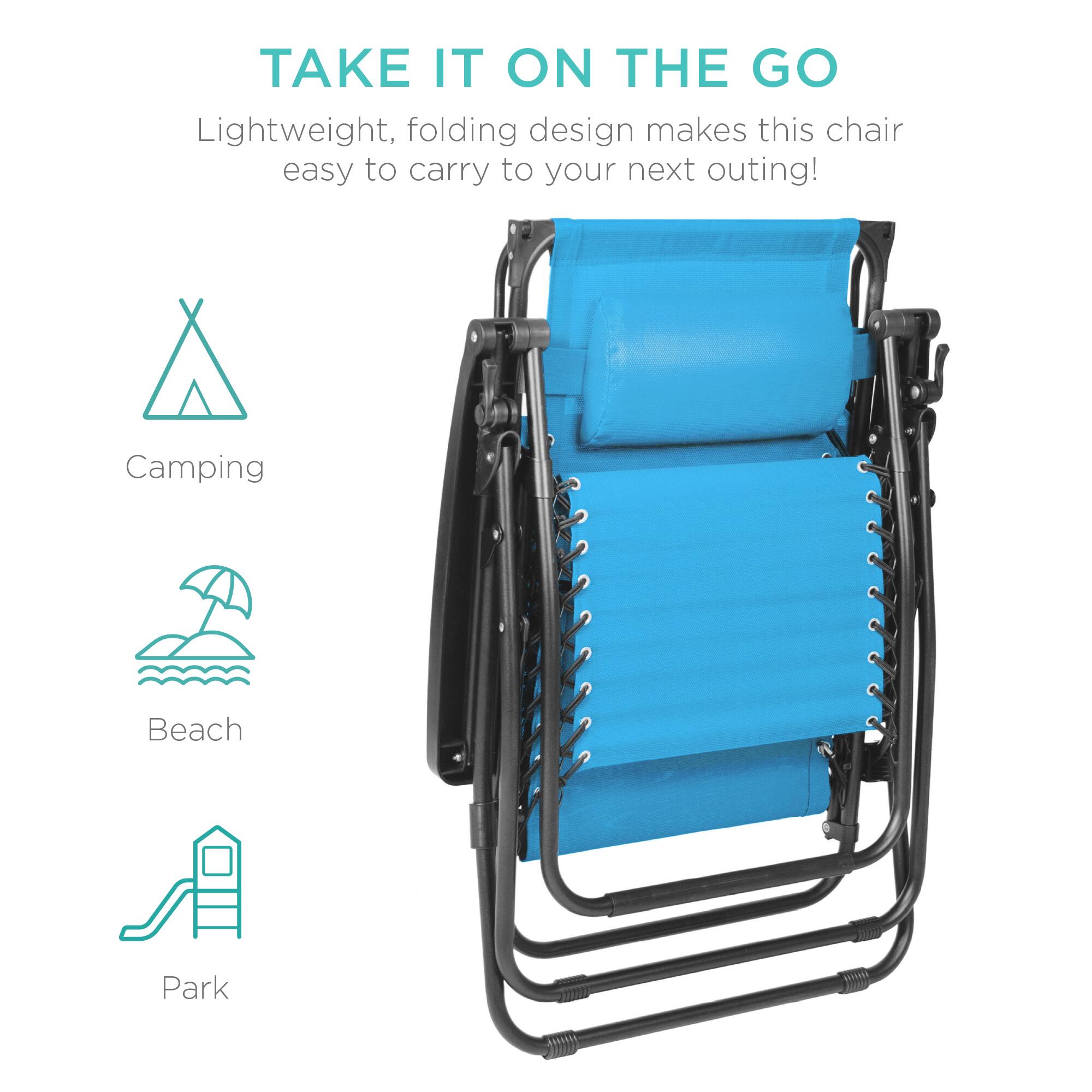 TAKE IT ON THE GO

Lightweight, folding design makes this chair easy to carry to your next outing!

Camping  
Beach  
Park