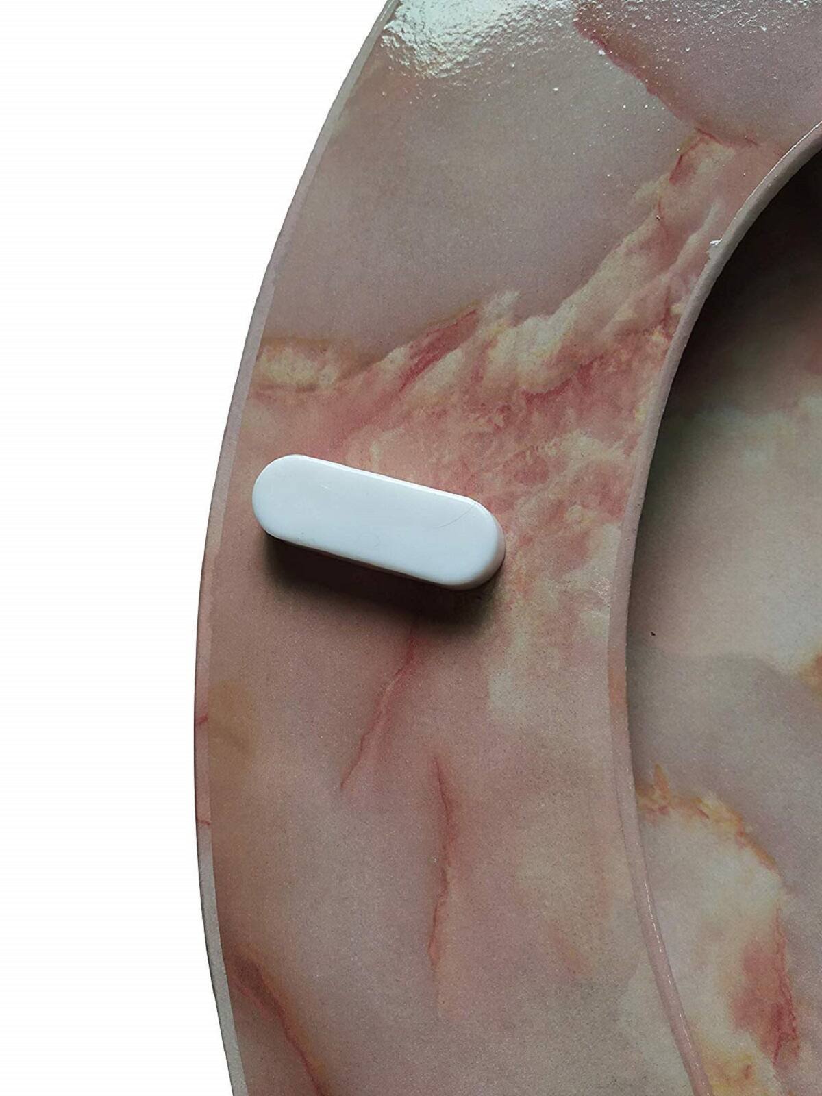Left. J&V TEXTILES - Marble Round Toilet Seat - Agate.