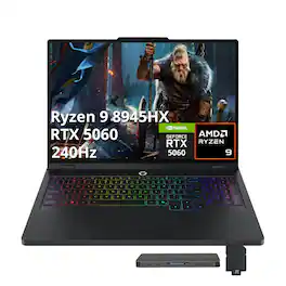 Lenovo - Legion Pro 5 16" Gaming,Ryzen 9 8945HX,RTX 5060,32GB RAM,1TB SSD+1TB Dock Set,Backlit Keyboard,Win 11 Pro - Black