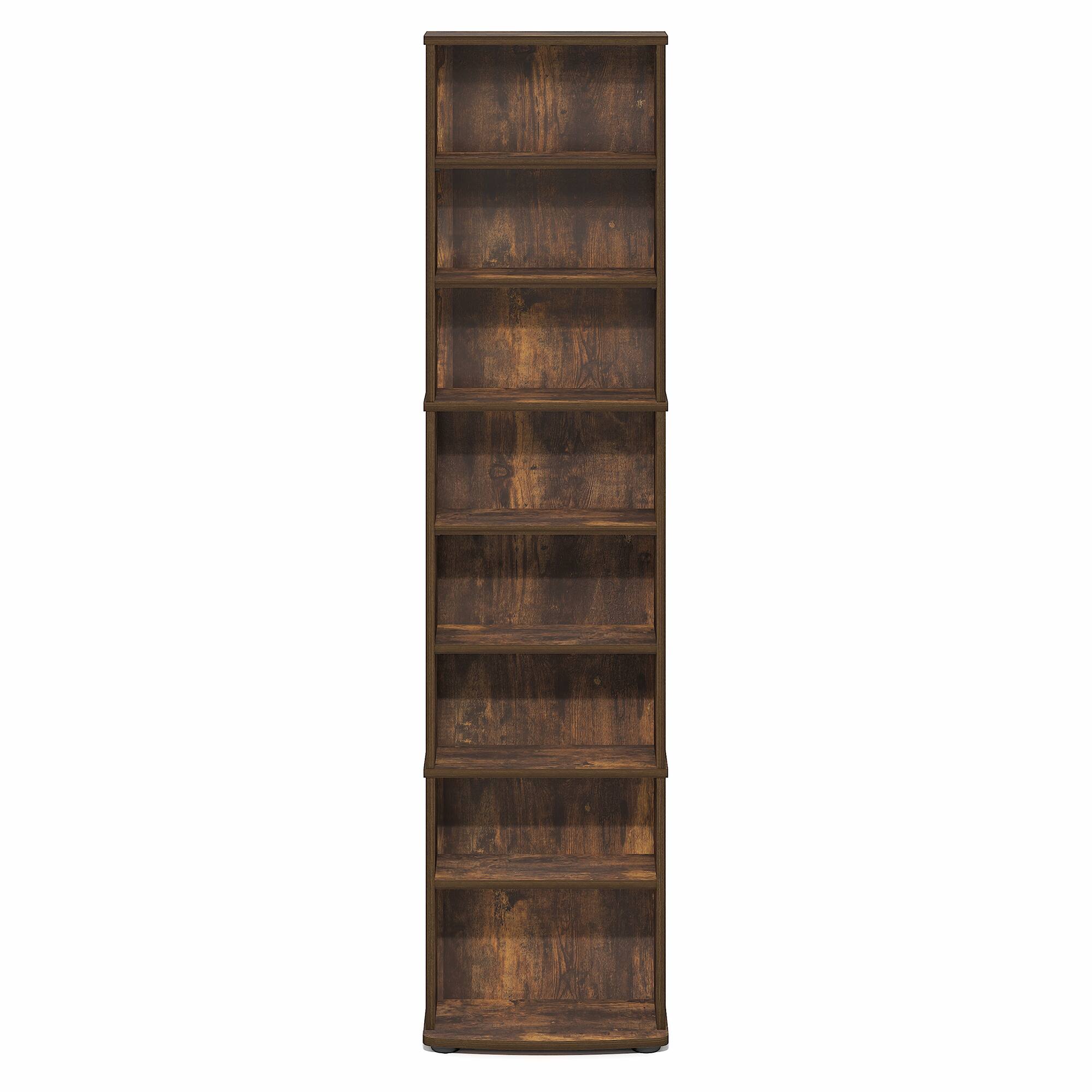 Alt View 5. Furinno - JAYA DVD Shelf, Tall Narrow CD Rack, Media Shelf with Adjustable Shelves, DVD Storage Cabinets, Easy Assembly - Amber Pine.