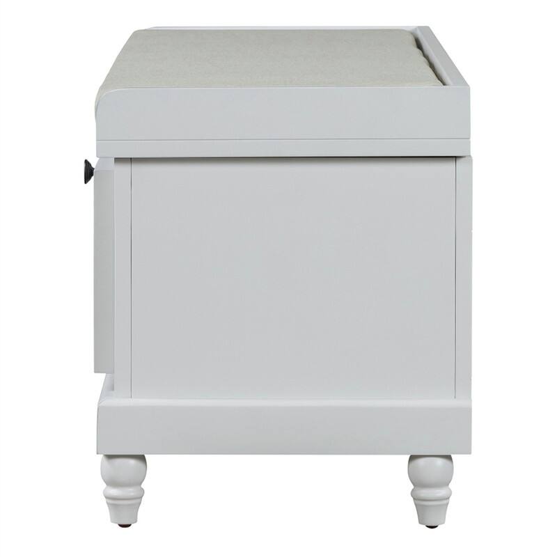 Alt View 8. HTUTWOO - Shoe Storage Bench for Living Room Entryway Hallways - Bench with Cushion and Three Drawers,Fluted Entryway Bench - Light Gray.