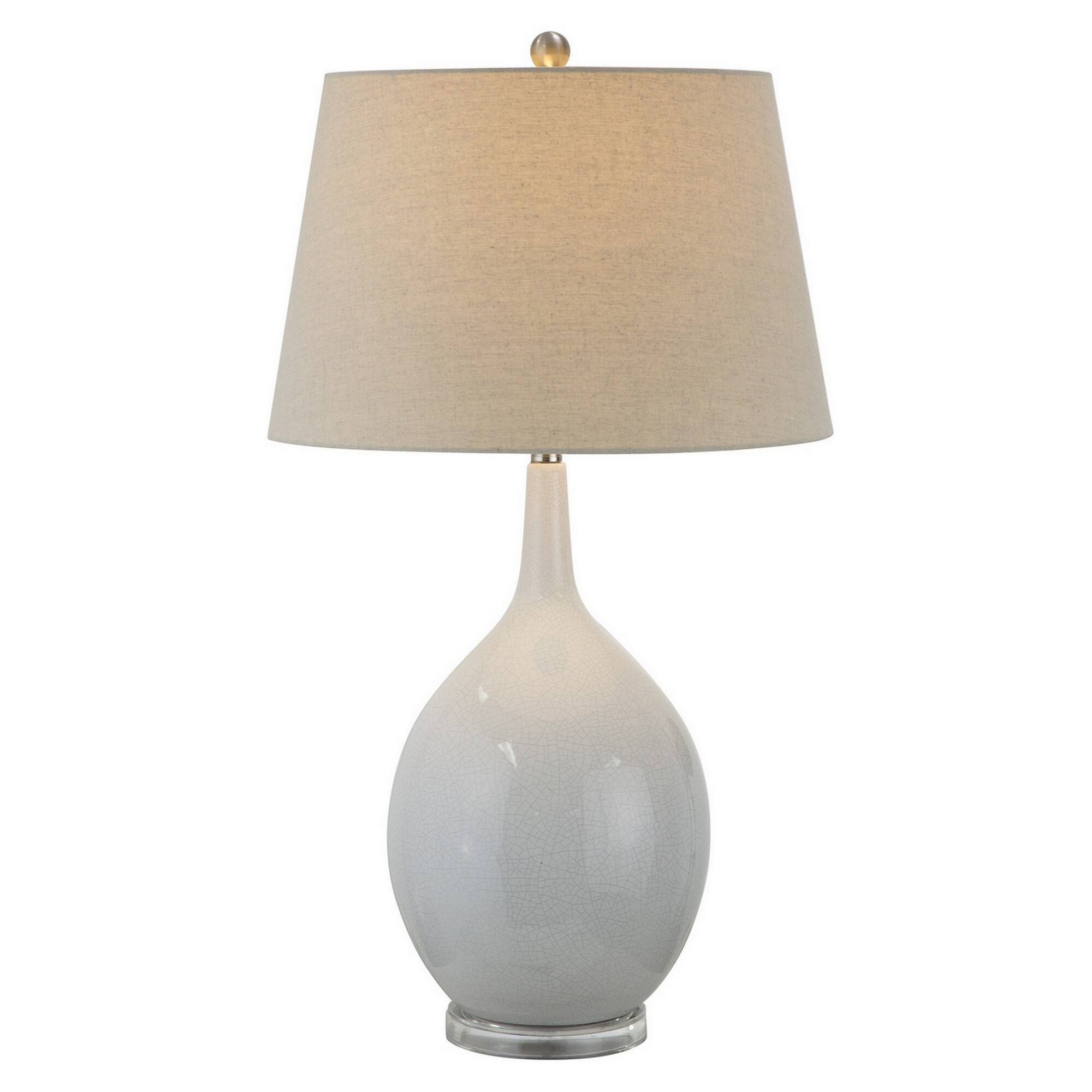 Angle. Manhattan Lane - 32 Inch Table Lamp, Empire Shade, Ceramic Stand - White.