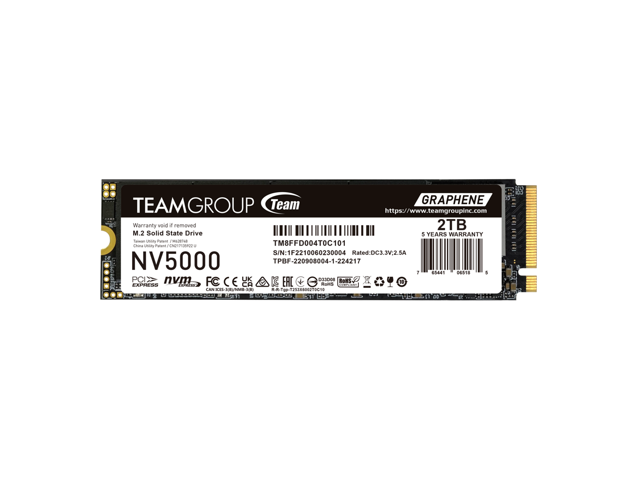 Team Group - NV5000 M.2 2280 2TB PCIe 4.0 x4 with NVMe Internal Solid State Drive (SSD) TM8FGM002T0C101