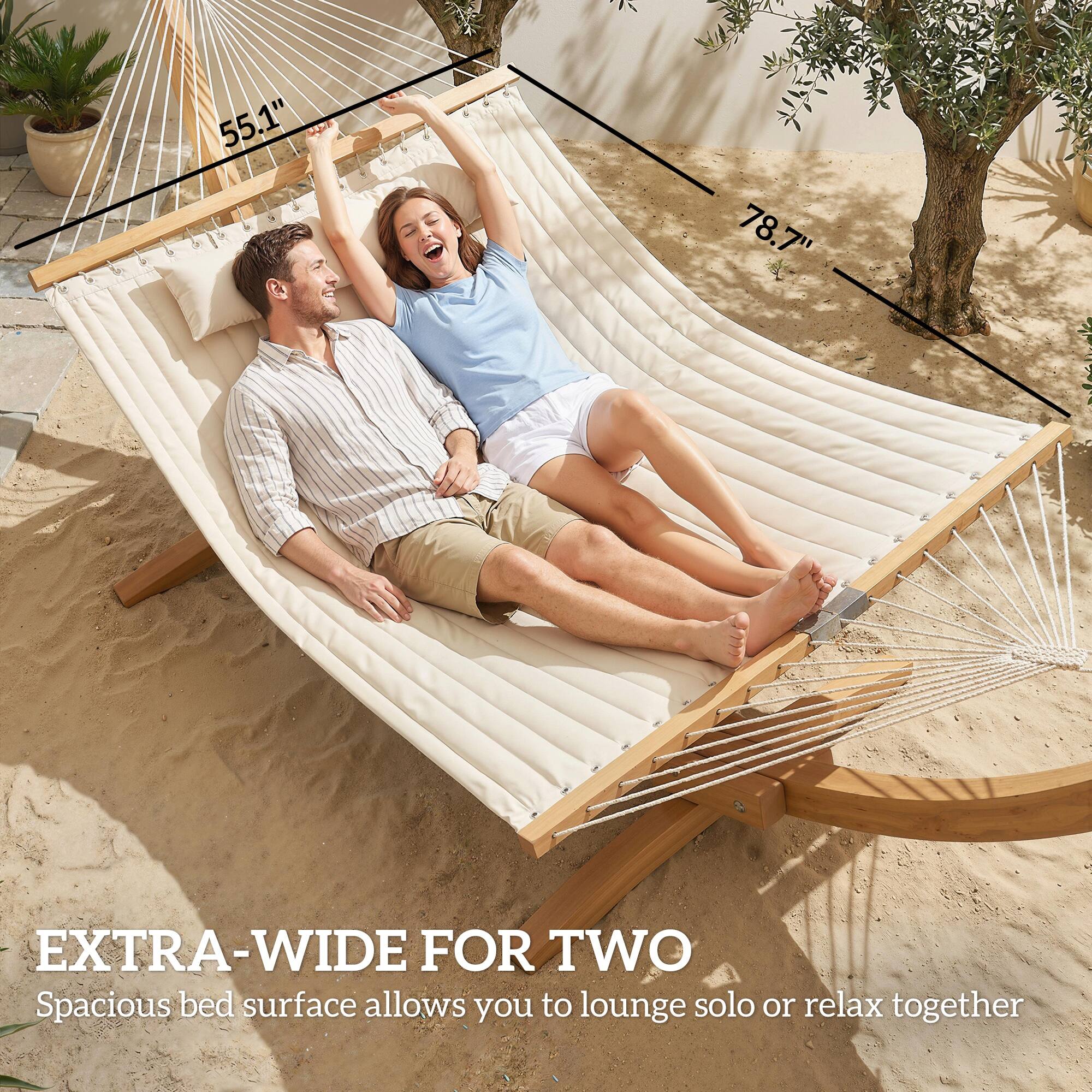 K 55.1" 78.7" EXTRA-WIDE FOR TWO  
Spacious bed surface allows you to lounge solo or relax together