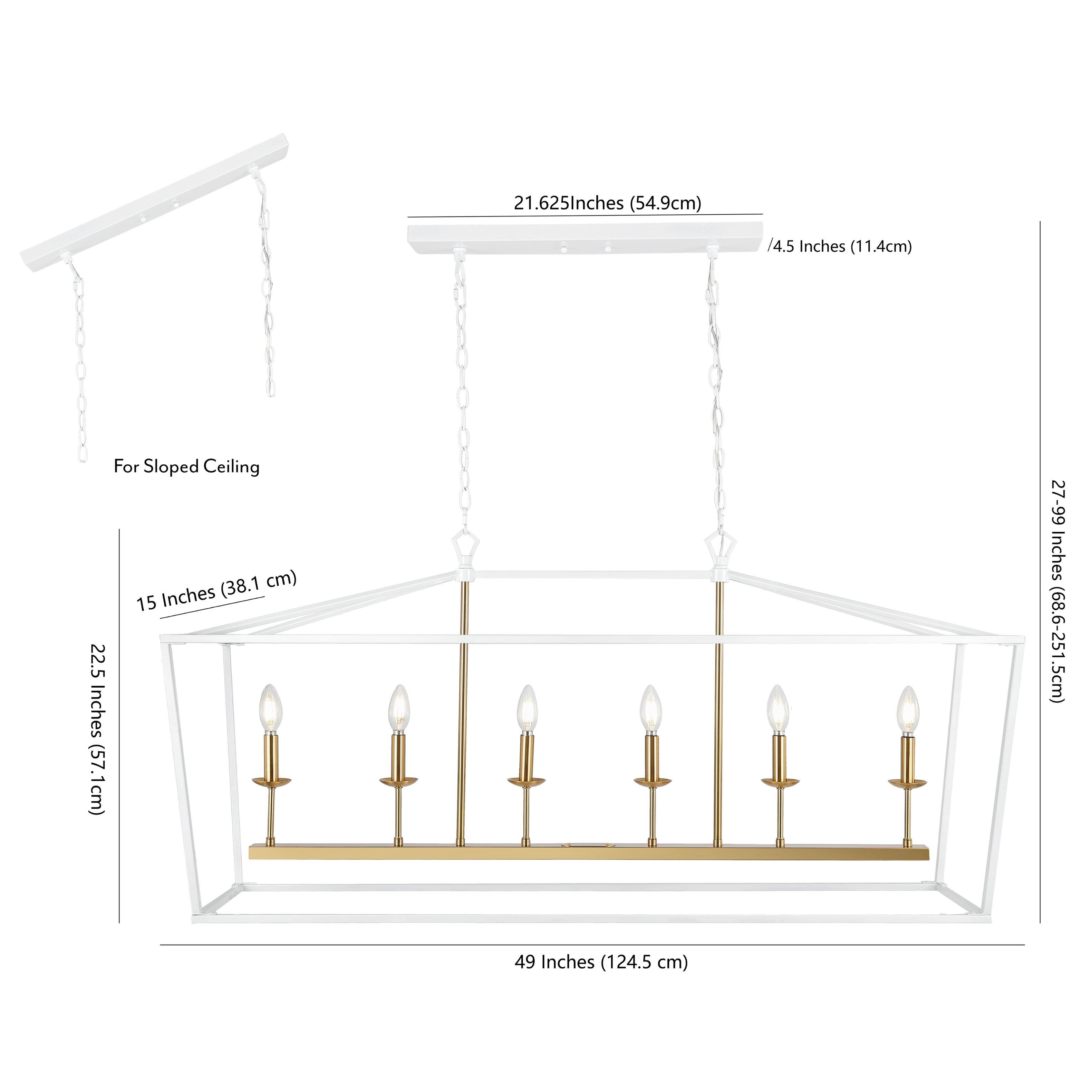 21.625 Inches (54.9 cm) / 4.5 Inches (11.4 cm) (11 For Sloped Ceiling (38.1 cm) 15 Inches 22.5 Inches (57.1 cm) 27-99 Inches (68.6-251.5 cm) 49 Inches (124.5 cm)
