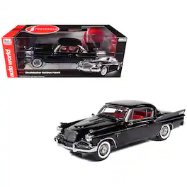 Autoworld - 1957 Studebaker Golden Hawk Midnight Black with Red Interior 1/18 Diecast Model by Auto World