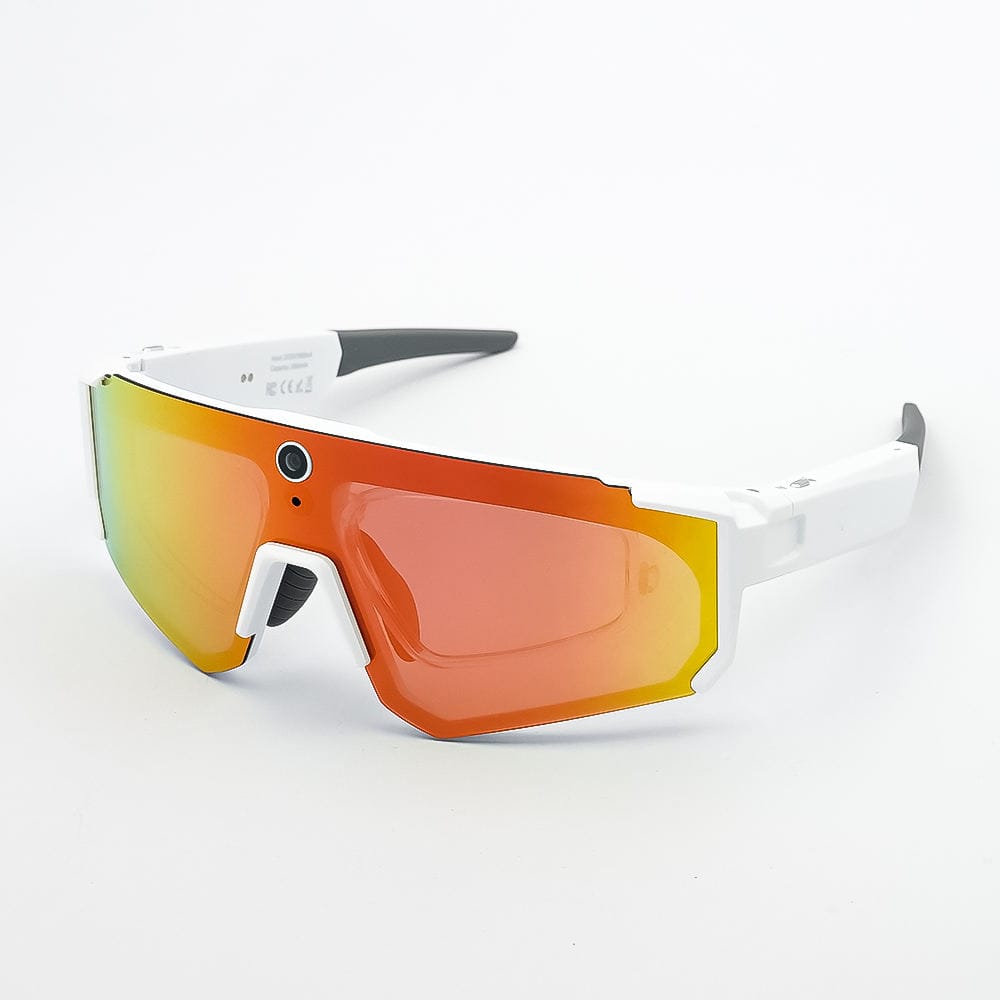PRIMEPLUS - Sports Cycling Smart Glasses with 8MP Camera Video Recording Eyeglasses Music Player AI Smart Glasses - White-Color