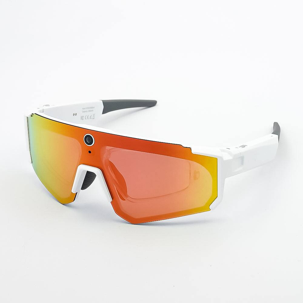 Front. PRIMEPLUS - Sports Cycling Smart Glasses with 8MP Camera Video Recording Eyeglasses Music Player AI Smart Glasses - White-Color.