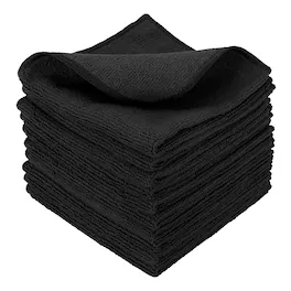 Unique Bargains - 10pcs Microfiber Cleaning Cloth, 11.8"x11.8" Square Reusable Highly Absorbent for Kitchen Bathroom - Black