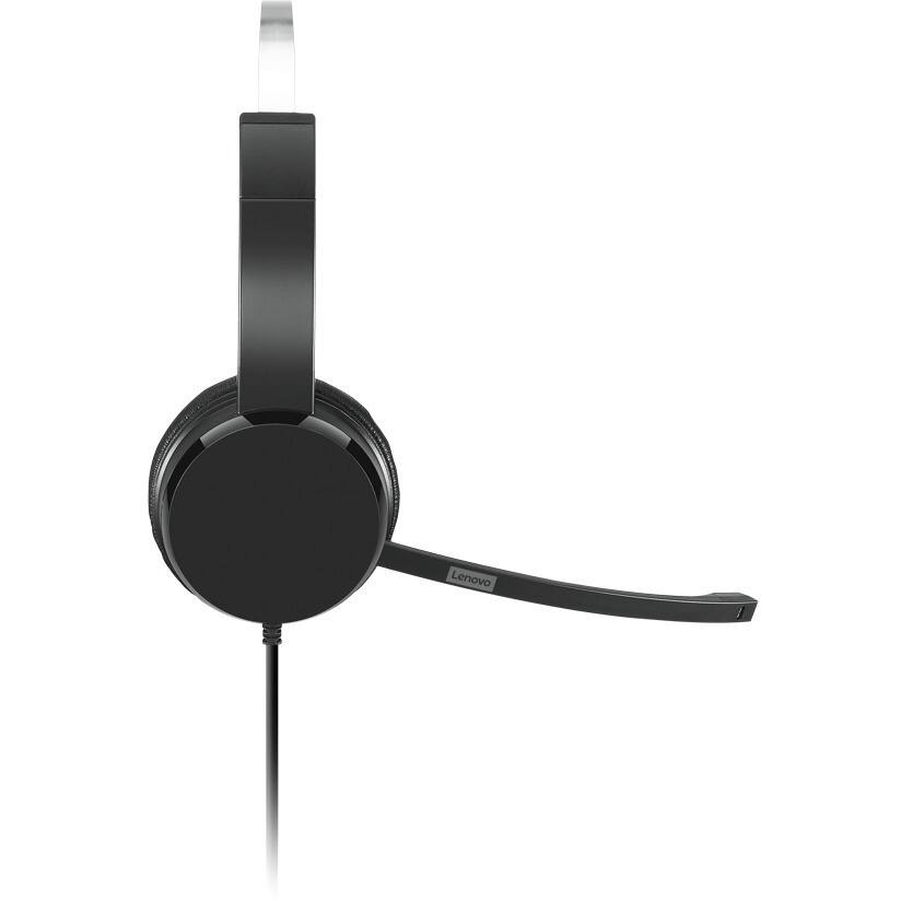 Alt View 3. Lenovo - Lenovo 100 Mono USB Headset - Mono - USB Type A - Wired - 32 Ohm - 20 Hz to 20 kHz - Over-the-head - Monaural - Black.